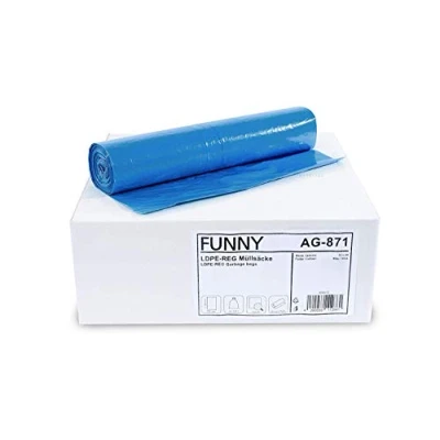 Obrázek Funny Pytle na odpadky LDPE Regenerat, modré, srolované, 120 l, typ 60, 1 balení (1 x 250 kusů)