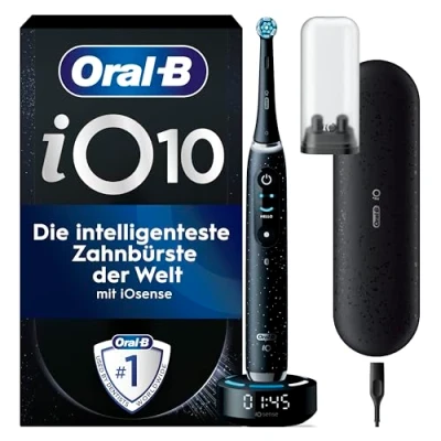 Obrázek Oral B iO Series 10 elektrický zubní kartáček / kartáček, 7 režimů čištění pro péči o zuby, iOSense, barevný displej, nabíjecí cestovní pouzdro, Designed by Braun, cosmic black