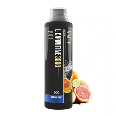 Obrázek Maxler L Carnitine 3000 citrus 500 ml ve vysokých dávkách Carnitin Liquid Veganský doplněk stravy mg účinné dávkování v jedné porci 20 porcí včetně odměrky