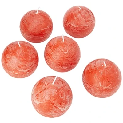 Obrázek Spaas 6 Rustikale geruchlose Kugelkerzen, 80 mm, 24 Stunden, Ingwerorange