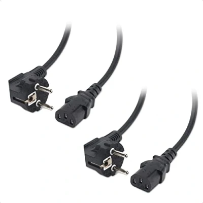 Obrázek Cable Matters 2 Pack 3 Prong kaltgerätekabel 2m, C13 Monitor stromkabel (IEC Netzkabel), TV Netzkabel, Computernetzkabel (CEE 7/7 zu IEC C13)