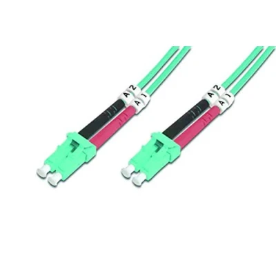 Obrázek DIGITUS Optický kabel Fiber Optic OM3 1 m LC to Cable LSZH Duplex Multimode 50 / 125μ 10 Gbps Tyrkysová