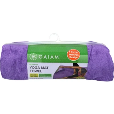 Obrázek Gaiam Stay Put Yoga Handtuch Matte Größe Yogamatte (passt über Standardgröße 172 cm L x 61 B), Violett