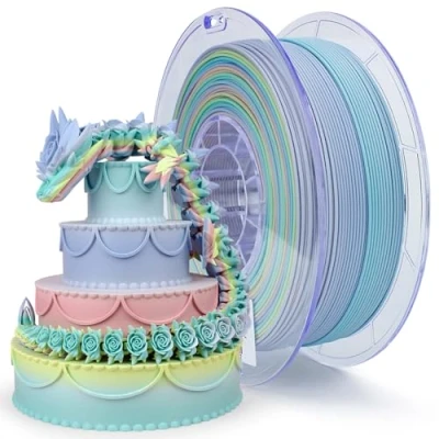 Obrázek ZIRO Vlákno pro 3D tiskárny, matný PLA filament 1,75 mm, vícebarevná duhová Filament, 1 kg/2,2 lb, barva macaron