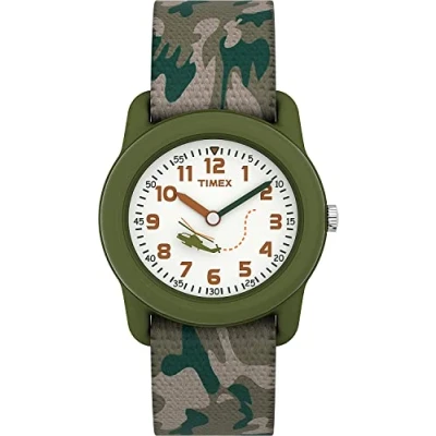 Obrázek Timex Unisex dětské analogové hodinky Quarz s látkovým náramkem, Maskáčová, Pásek