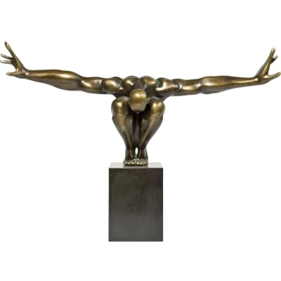 Obrázek Kare Designový dekorační předmět atlet, bronz, moderní, velká figurka, fitness socha, obývací pokoj, mramorový podstavec, 52 x 75 23 cm (v/š/h)