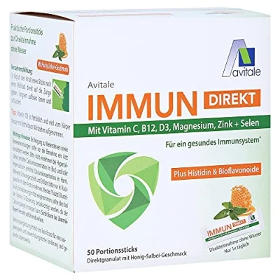 Obrázek Avitale Immun přímo porční tyčinky pro přímý příjem bez vody s příchutí medové šalvěje a vitamínem C, B12, D3, 110 g