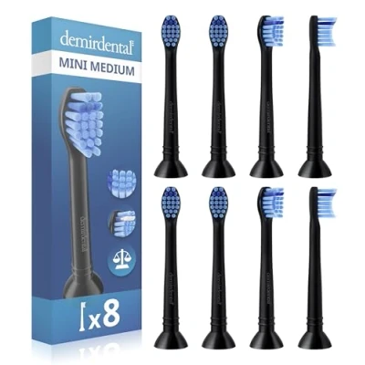 Obrázek 8dílná sada nástavců demirdental Mini vhodná pro náhradní kartáčky Philips Sonicare, médium, malé hlavice kartáčku přesné čištění, černá, odpovídá HX6028b
