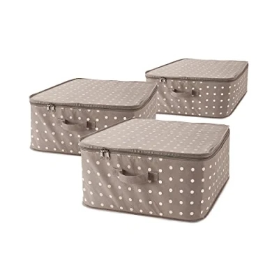 Obrázek COMPACTOR Úložné kapsy na šaty, zip, anti prach, hnědá, 46 x 20,5 cm, RAN8108, 3 kusy