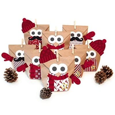 Obrázek Adventní kalendář Pajoma k naplnění, vánoční sova s doplňky, 2018, kreativní sada DIY, 24 sáčků z kraftového papíru 14 x 22 cm
