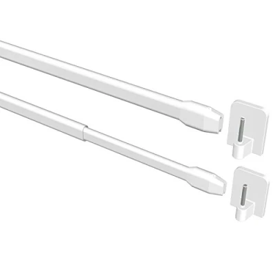 Obrázek Flair Deco Vitrage tyče s Klebeh prostěradlo Oválný, roztahovací 30 50 cm (4 kusy), kov, bílá, X 1.8 2,5 cm, 4 pro jednotky