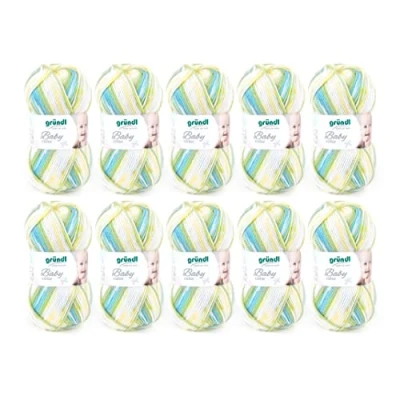 Obrázek Gründl Baby color, 10 klubíček à 50 g vlna (vlna podobná vlně jako na ruční pletení &amp; háčkovací příze, lze prát, ze 70 % polyakrylu a 30 polyamid, 100 / 300 m, tloušťka jehlic: 3,5 4,5,