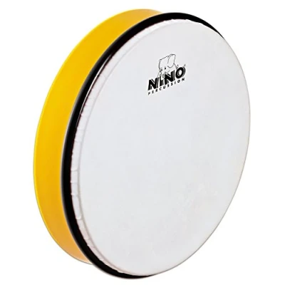 Obrázek Nino Percussion Hand Drum Instrument Velký ruční buben pro děti od 5 let průměr 10 palců (cca 25 cm) plast, žlutý (NINO5Y)