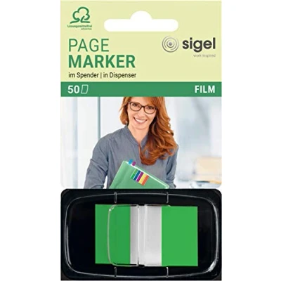 Obrázek SIGEL HN493 zvýrazňovač v dávkovači, zelený, 50 proužků ve formátu 25 x 43 mm další barvy