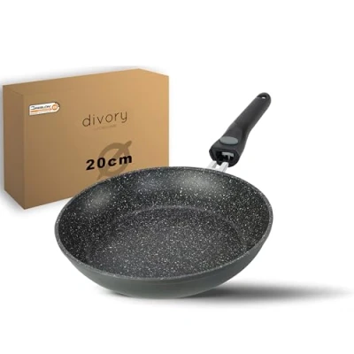 Obrázek DIVORY kleine Pfanne 20cm I Abnehmbarer Griff, Induktion, beschichtet, Aluminium Mini Bratpfanne Induktionspfanne (Griff: Abnehmbar)