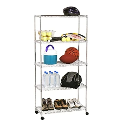 Obrázek Seville Classics 5patrový ocelový drát regál s kolečky, 76,2 cm 35,6 152,4 H, ocel, Steel, 76. 2 Š x H