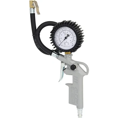 Obrázek KS Tools zkoušečka tlaku v pneumatikách kalibrovaná 515.1960 0 10 barů I kompresor pro jednoruční ovládání s pogumovaným manometrem ergonomický design