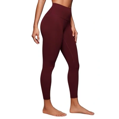 Obrázek CRZ YOGA Butterluxe dámské sportovní legíny s vysokým pasem neprůhledné na jógu kalhoty Workout Gym 64 cm/71 cm, Červený Merlot