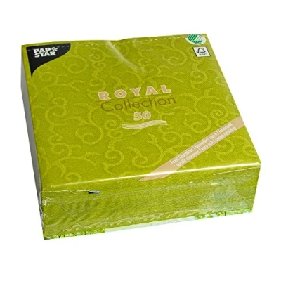 Obrázek Papstar, 50 ubrousků &quot;ROYAL Collection&quot; 1/4 skládací 40 cm x olivově zelená &quot;Casali&quot;, #84883