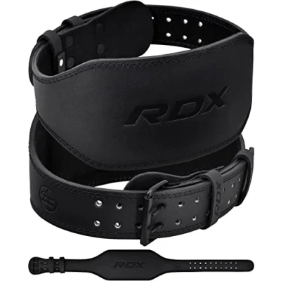 Obrázek RDX Gewichthebergürtel Leder 4 und 6, 10 Verstellbar Löcher Trainingsgürtel Schnalle, Powerlifiting Fitness Krafttraining Gürtel Bodybuilding, Gepolstert Gym Weight Lifting Belt, Männer Damen