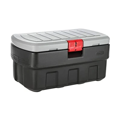 Obrázek Rubbermaid ActionPacker Abschließbare Aufbewahrungsbox, 35 Gall, grau und schwarz, Outdoor, Industrie, robust