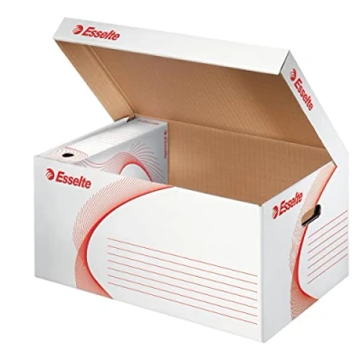 Obrázek Standardní skladovací a přepravní box Esselte, skládací víko, nosnost: 6 krabic 80 mm nebo 5 100 mm, bílá, 128900