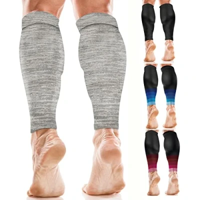 Obrázek aZengear Wadenbandage Muskelfaserriss für Herren, Damen, Fußlose Waden Kompressionsstrümpfe zur Abhilfe bei Schienbeinkantensyndrom und Krämpfen, Sport (L/XL, Grau)
