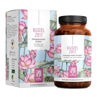 Obrázek Těhotenské vitamíny komplex pro všechny trimestry s kyselinou listovou jako folát, chrom, železo, jód a 7 vitamínů Vegan podpora v těhotenství doba koule Naturtreu®