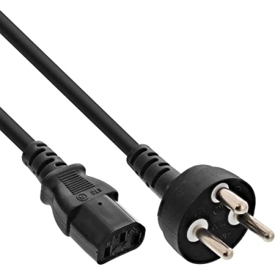Obrázek InLine 16655K Netzkabel, Netzstecker Dänemark auf Kaltgerätestecker C13, 5m