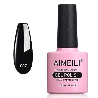 Obrázek AIMEILI UV LED gelový lak odstranitelný na nehty černý gel Polish Blackpool (007) 10 ml