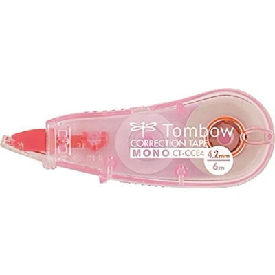 Obrázek Tombow CT CCE4 PK mini korekční váleček, uprostřed odkutálení, 4,2 mm x 6 m, vázaný, transparentní růžová