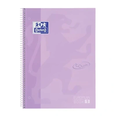 Obrázek Oxford A4 European Book 1, čtverečkovaný, 160 stran s barevnými okraji, Touch Hardcover, bílou tabulkou, pastelová fialová