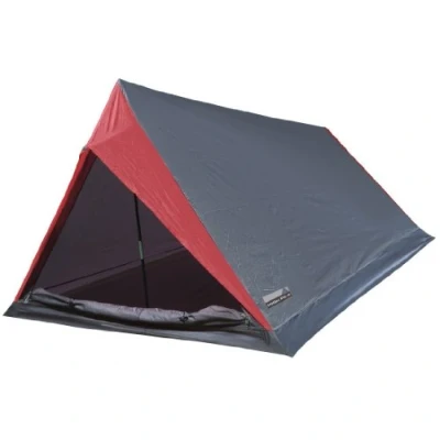 Obrázek High Peak Domácí stan Minilite, kempingový pro 2 osoby, nízká hmotnost 1,0 kg, malá velikost balení, vodotěsnost 1500 mm, ventilační systém, ochrana proti komárům, šedá/červená