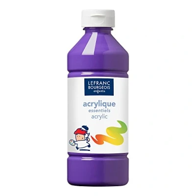 Obrázek Lefranc &amp; Bourgeois 188530 Value Kinder Acrylfarbe, auf Wasserbasis, mit Glanzeffekt, seidenglänzender Finish, deckend, Dosieröffnung, 500ml Flasche, violett, 6,8 x 19,2 cm