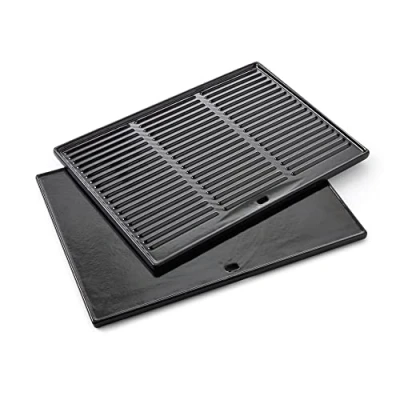 Obrázek barbecook Univerzální litinová grilovací deska s plochou a žebrovanou stranou, Plancha pro plynový gril, obdélníková, 43 x 35 cm 2232011000 černá