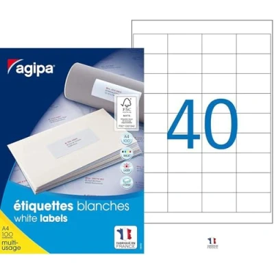 Obrázek Agipa 118991 Univerzální etikety, 48,5 X 25,4 mm, bílá, obdélníková