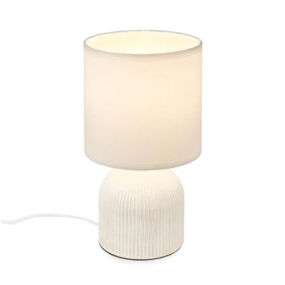 Obrázek BRILONER stolní lampa s látkovým stínidlem, kabelový spínač, keramická noha, lampa, na noční stolek, dekorační chodbu, kancelářská čtení, obývací pokoj,
