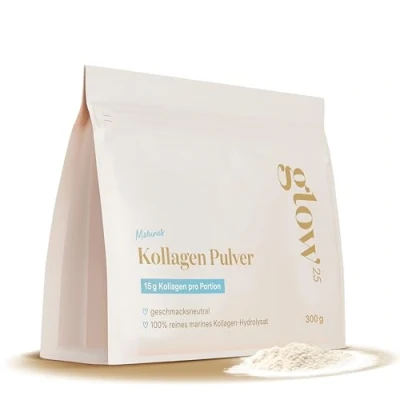 Obrázek Glow25® Mořský kolagen v prášku [300 g] Perfektní rozpustnost Rybí Bioaktivní kolagenový hydrolyzát Přírodní