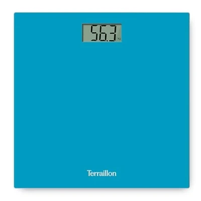 Obrázek Terraillon Elektronická osobní váha, ultra plochá, automatické zapnutí a vypnutí, velký LCD displej, 150 kg, TX1500, modrá