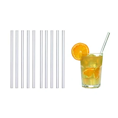 Obrázek TFA Dostmann GlasWerk Medium Skleněná brčka na pití, 14.2016.10, 10 kusů, vhodné do myčky nádobí, pro Longdrinks/Latte Macchiato, D 42 x Š 17 V 202 mm