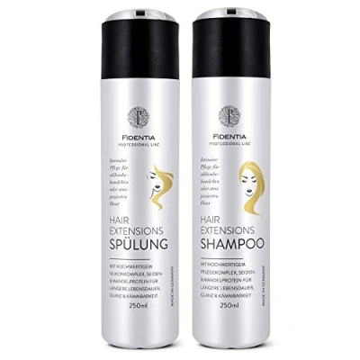Obrázek Fidentia Hair Extensions šampon a kondicionér po 250 ml Intenzivní péče pro prodloužení vlasů, paruky, příčesky pásky