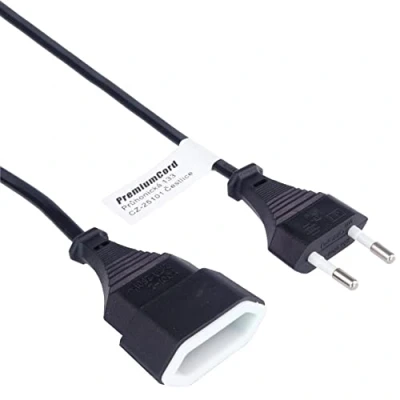 Obrázek PremiumCord kpsm3 Verlängerungskabel 230V 3m, Euro Verlängerung mit Eurostecker und Buchse, Stromkabelverlängerung für 230V, Stecker auf Farbe schwarz