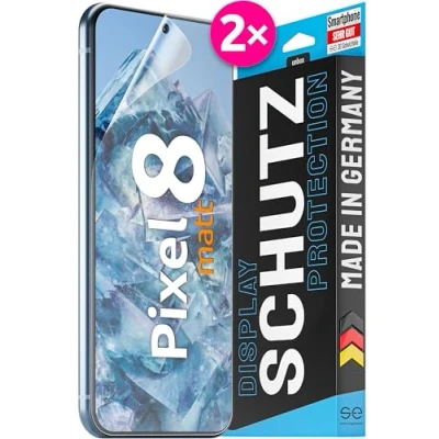 Obrázek 2X se® 3D ochranná fólie antireflexní pro Google Pixel 8, protiprachová, 100% otisky prstů a kompatibilní s FaceID, jednoduchá instalace bez bublin, ultra čirá, odolná proti poškrábání, z Německa