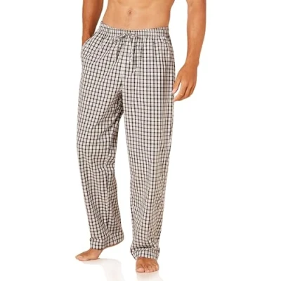 Obrázek Amazon Essentials Herren Gewebte Pyjamahose, Gerade Geschnitten, Schwarz Grau Karomuster, XL