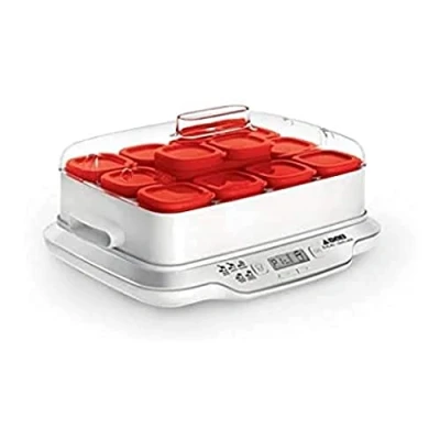 Obrázek SEB YG661500 Multidelices Express Joghurtbereiter mit 12 Gläsern, weiß/rot