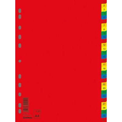 Obrázek DONAU 7736095PL 99 1 31 plastový rejstřík Öko PP DIN A4 230x297mm 31dílný / registr kroužkových vazeb dělicí liče/ 11násobně děrované pro organizaci pořadačů v kanceláři