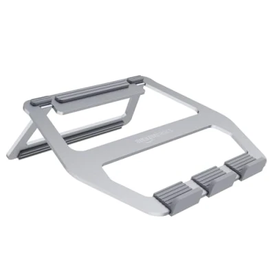 Obrázek Amazon Basics Skládací hliníkový stojan pro notebooky do 38 cm (15 palců), stříbrná barva