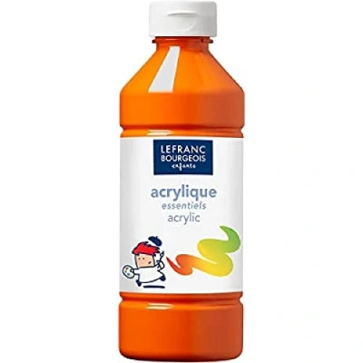 Obrázek Lefranc &amp; Bourgeois 188527 Value Kinder Acrylfarbe, auf Wasserbasis, mit Glanzeffekt, seidenglänzender Finish, deckend, Dosieröffnung, 500ml Flasche, orange
