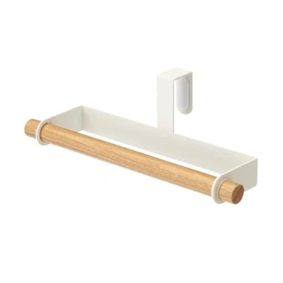 Obrázek Yamazaki 7818 Tosca držák na utěrky, bílý, ocel/dřevo, minimalistický, 19 x 7,5 6 cm