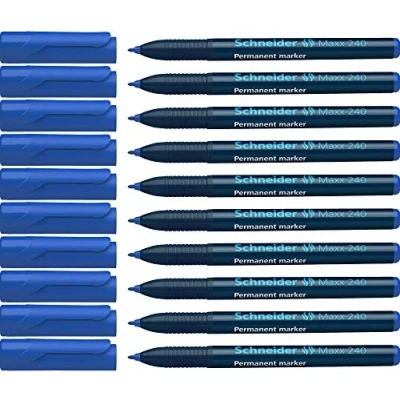 Obrázek Schneider Maxx 240 permanentní popisovač s kulatým hrotem (Cap Off Ink, tloušťka linky 12 mm) balení 10 ks modré